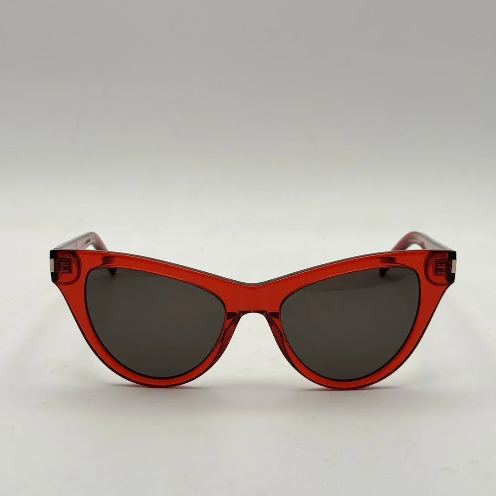 New SAINT LAURENT SL425 005 54mm Red‎ Cat Eye Oversized Sunglasses Italy Black